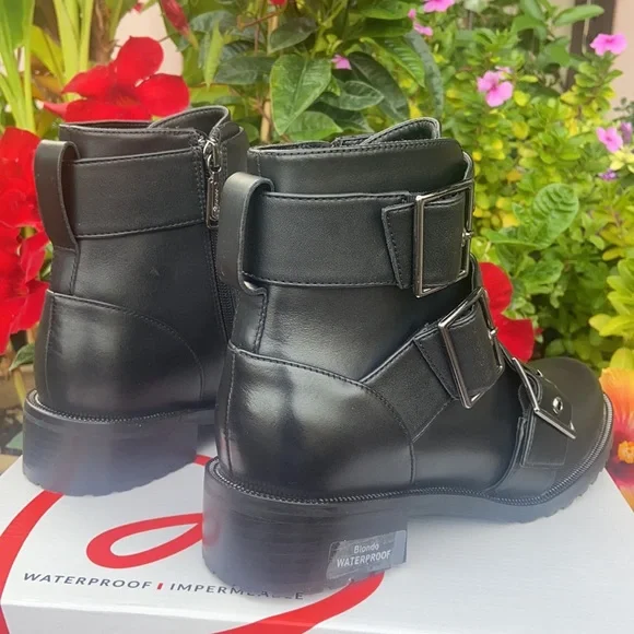 ☔️ New Blondo Black Leather Combat Booties WATERPROOF ☔️ - Picture 13 of 16